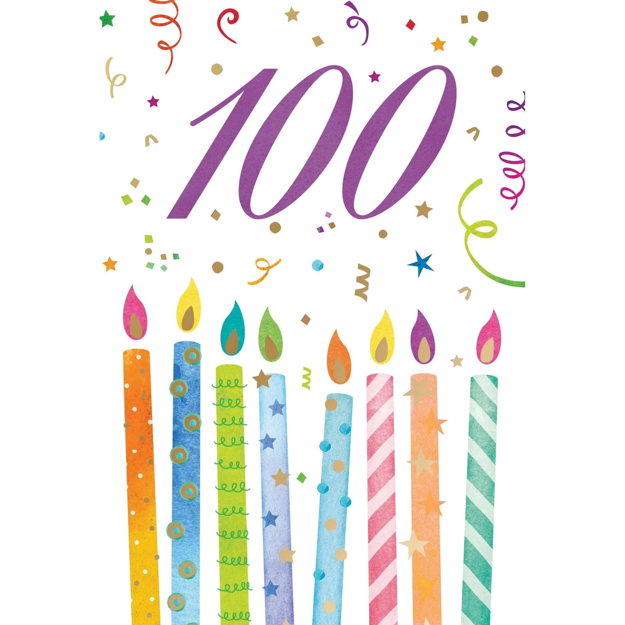 Pictura 100th Celebration Candles birthday card featuring colorful candles and festive design for milestone birthdays